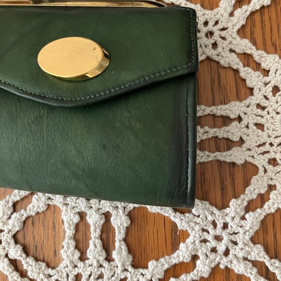 NOS Vintage Belle Brummel Green Leather Clutch Purse with the box - Picture 3 of 15